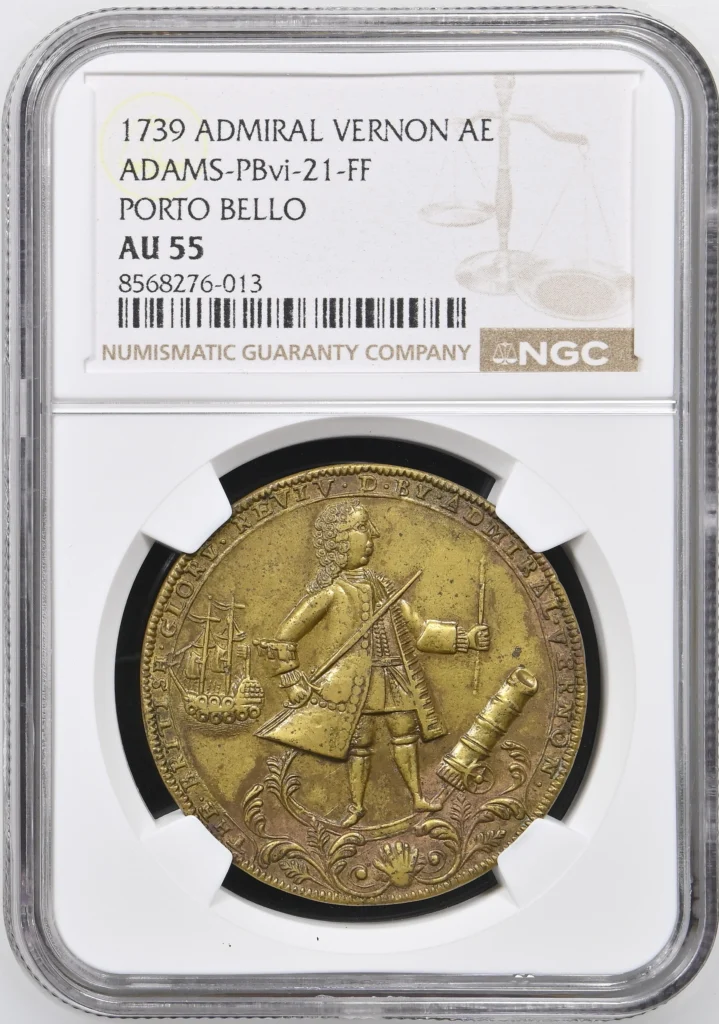 UK (Great Britain) United States Admiral Vernon Medal 1739 NGC AU55 0164908