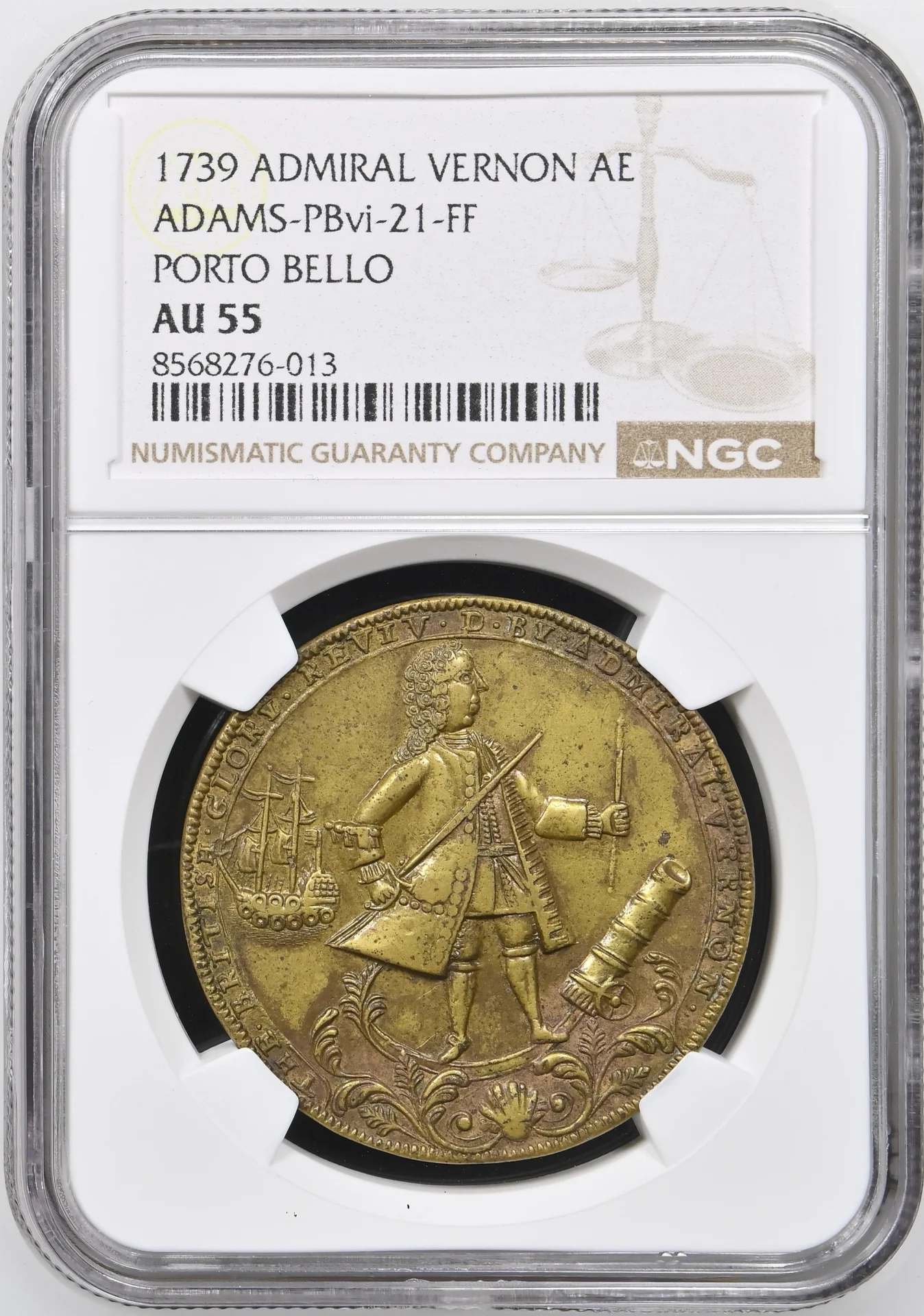 Europe North America UK (Great Britain) United States World Coins UK (Great Britain) United States Admiral Vernon Medal 1739 NGC AU55 0164908 UK (Great Britain) United States Admiral Vernon Medal 1739 NGC AU55 0164908