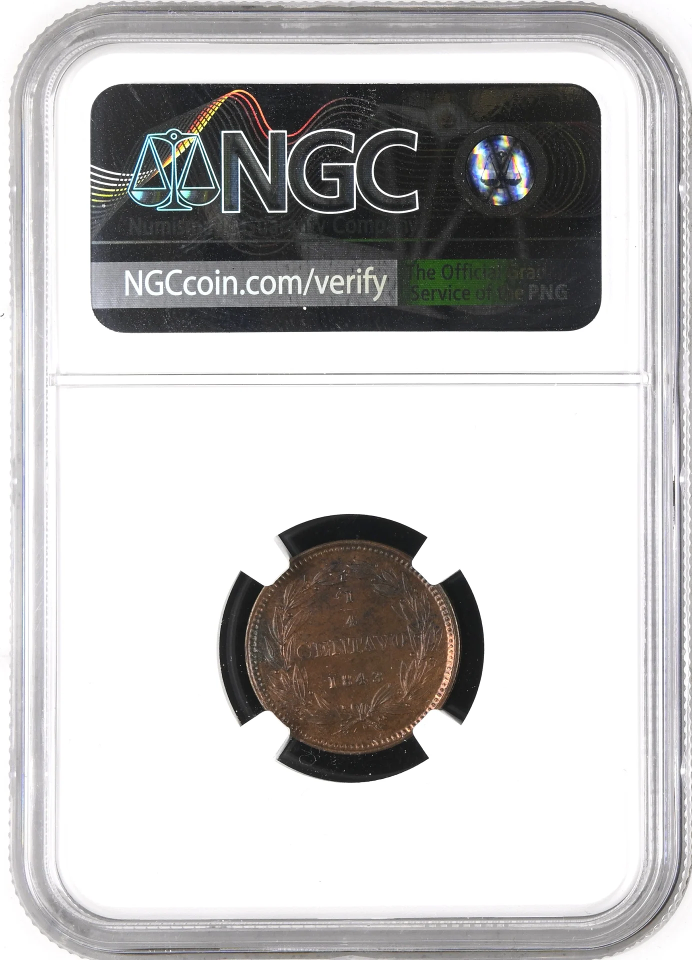 Latin American Coins Venezuela Venezuela 1/4 Centavo 1843 NGC MS63RB 0164924 Venezuela 1/4 Centavo 1843 NGC MS63RB 0164924Venezuela 1/4 Centavo 1843 NGC MS63RB 0164924 - Image 2