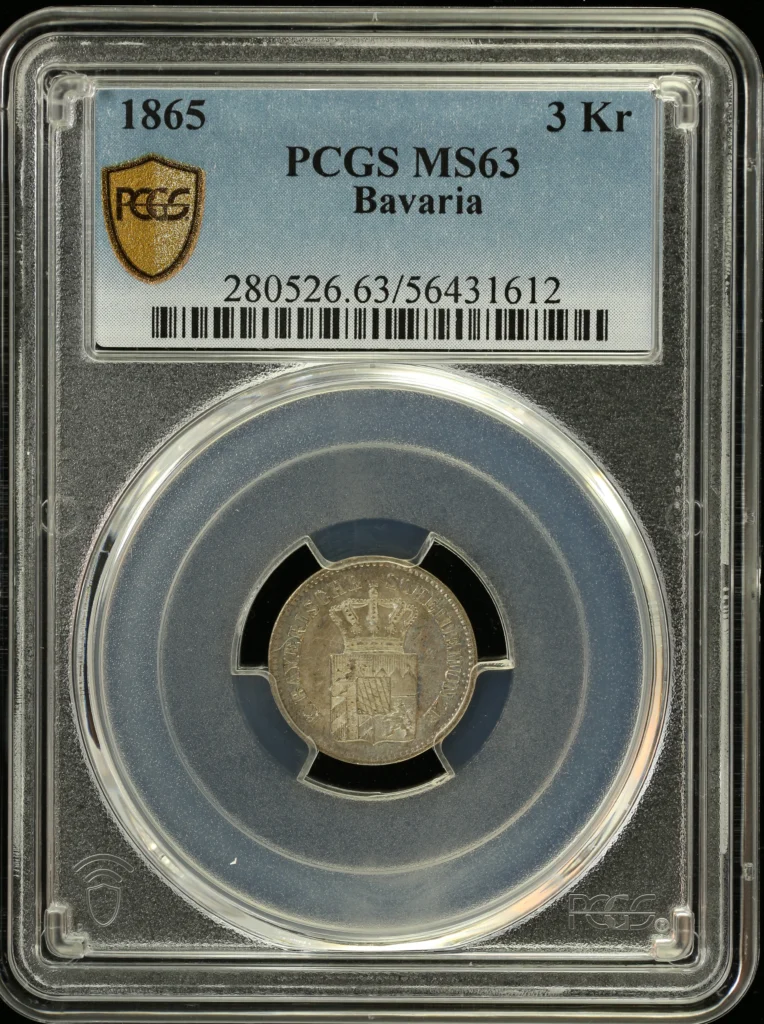 Germany 3 Kreuzer 1865 Bavaria PCGS MS63 0164361