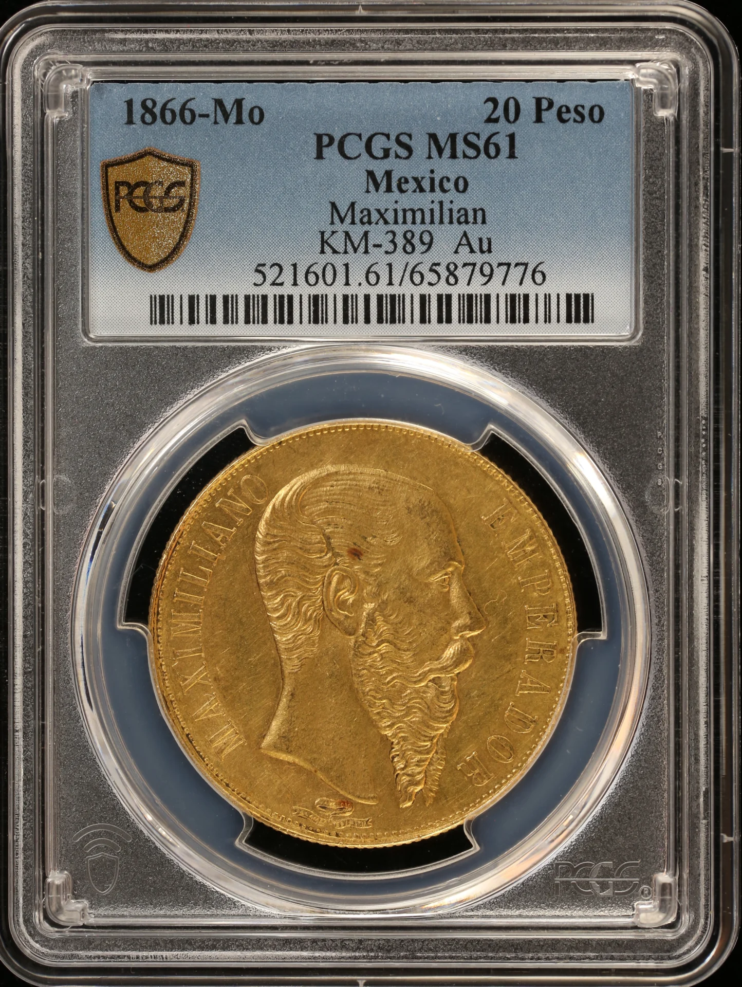Imperial Era 20 Peso 1866 Mo KM-389 PCGS MS61 0164808