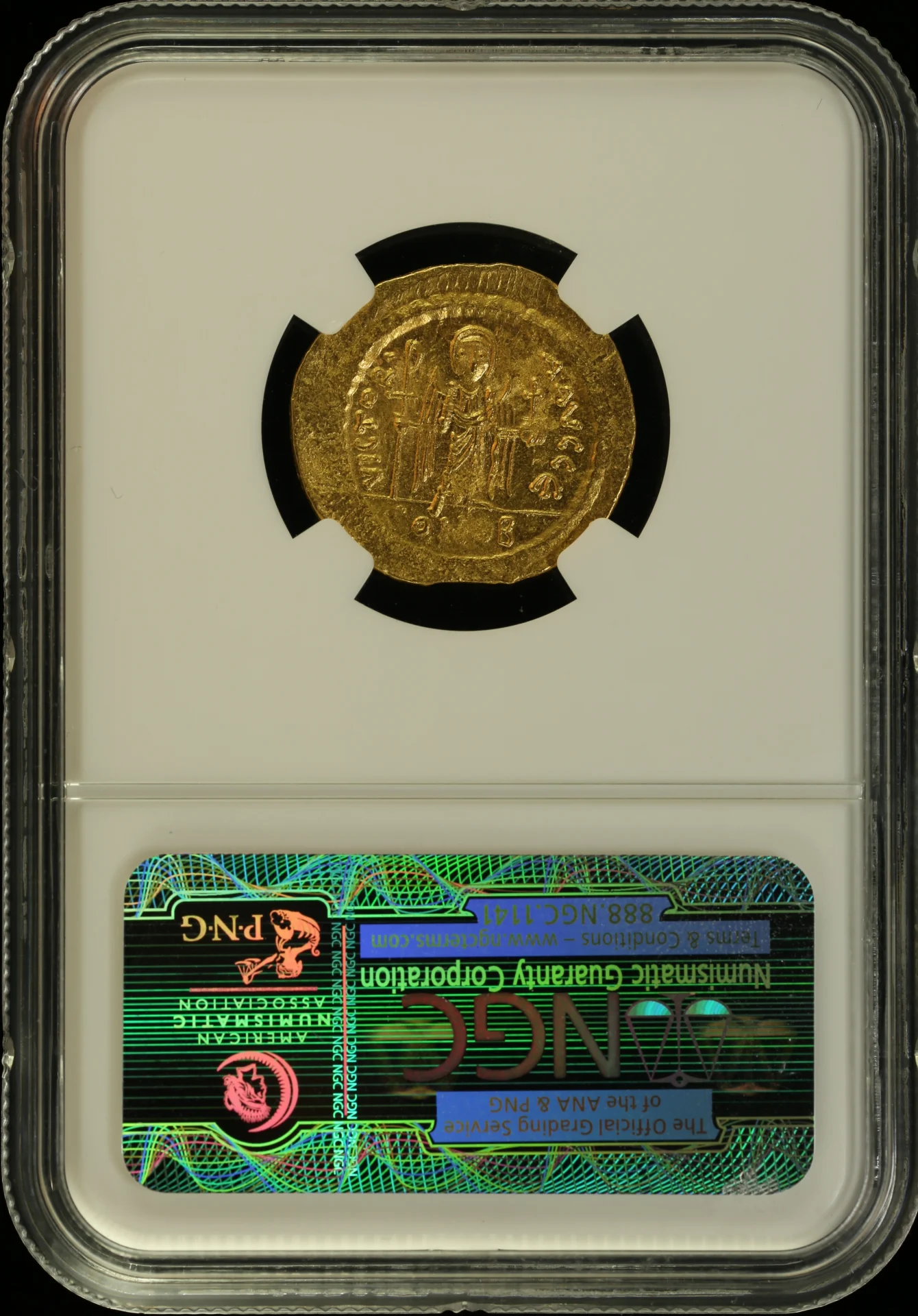 Ancient Coins Byzantine Byzantine Maur. Tiberius 582-602 AD AV Solidus NGC MS 0164392 Byzantine Maur. Tiberius 582-602 AD AV Solidus NGC MS 0164392Byzantine Maur. Tiberius 582-602 AD AV Solidus NGC MS 0164392 - Image 2