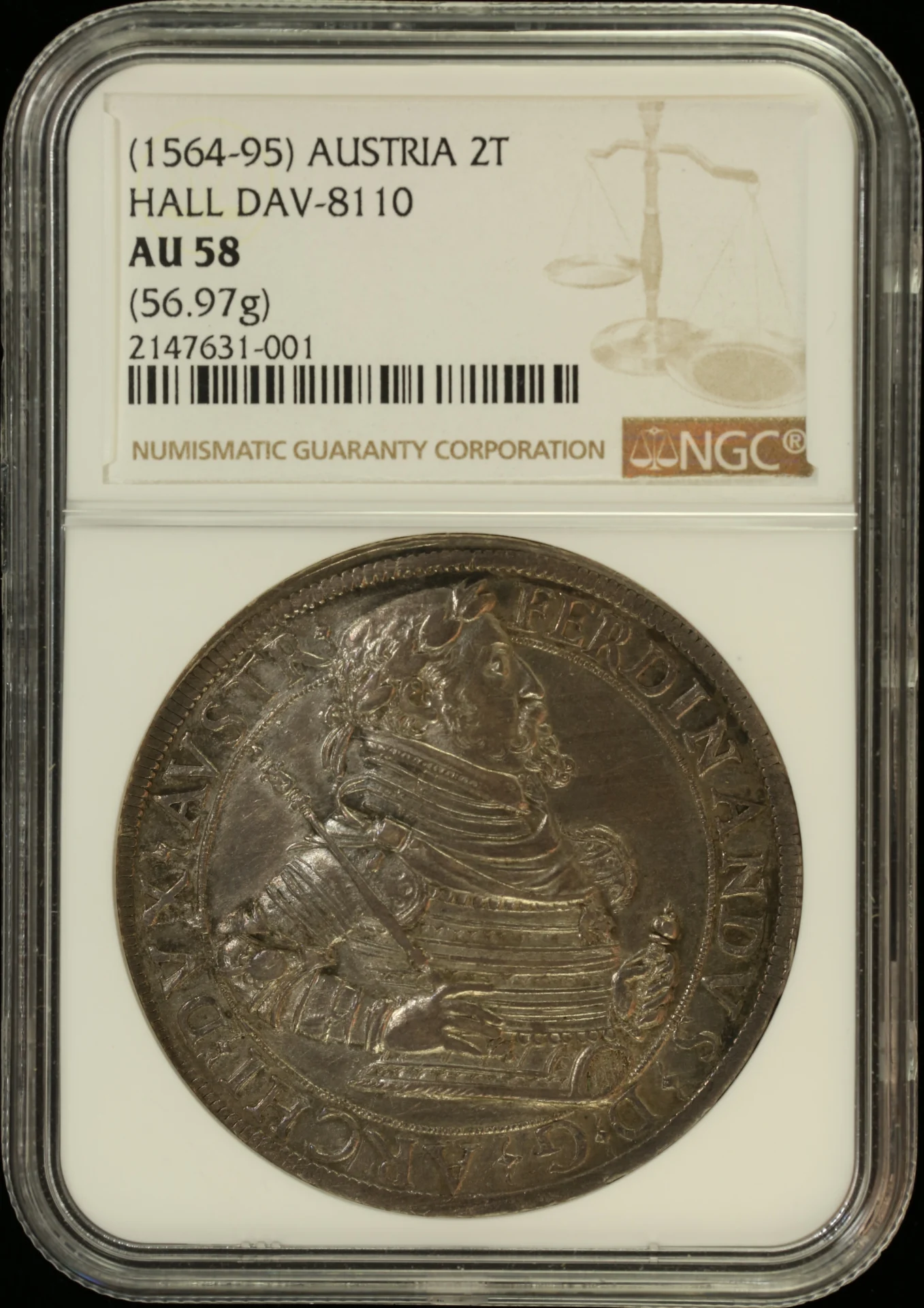 Austria Europe World Coins Austria 2 Taler (1564-95) Hall DAV-8110 NGC AU58 0164404 Austria 2 Taler (1564-95) Hall DAV-8110 NGC AU58 0164404