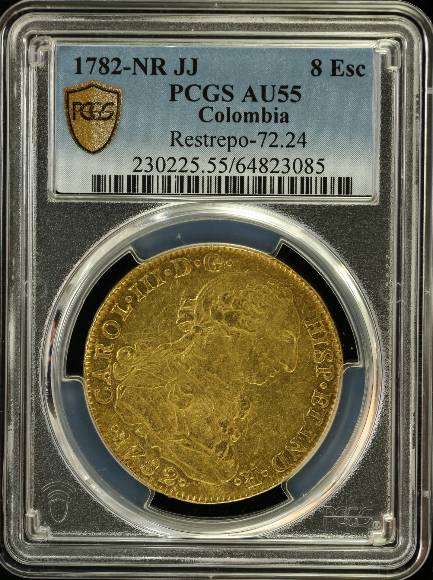 Colombia Latin American Coins Colombia 8 Escudos 1782 Nr JJ PCGS AU55 0164898 Colombia 8 Escudos 1782 Nr JJ PCGS AU55 0164898