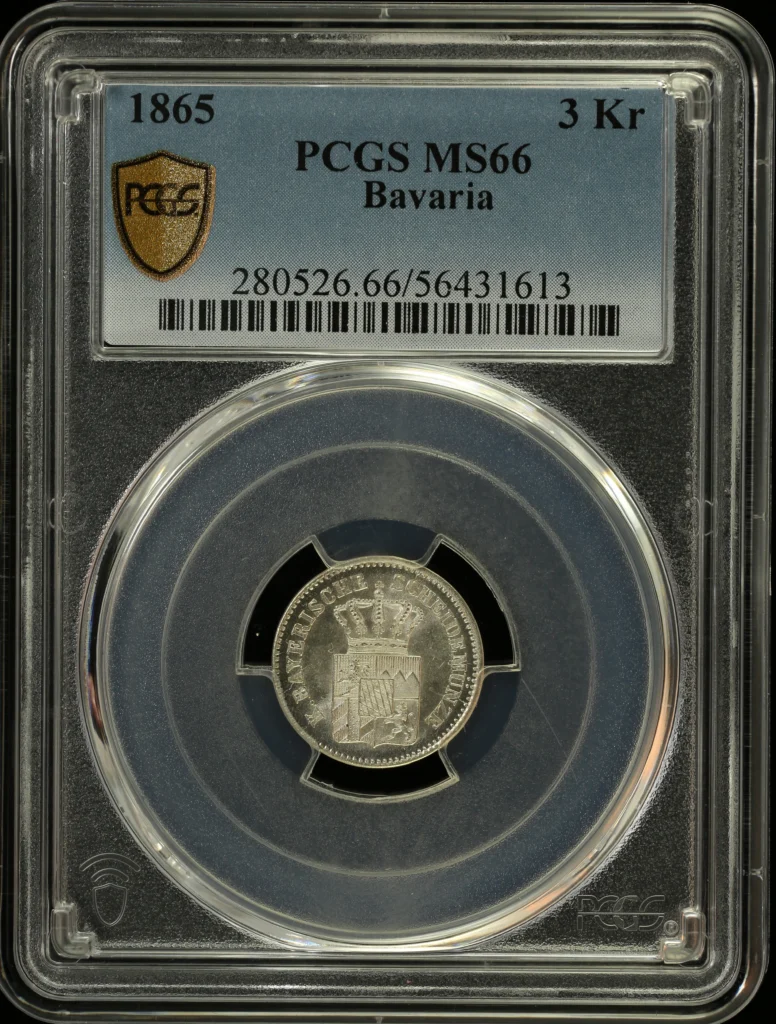 Germany 3 Kreuzer 1865 Bavaria PCGS MS66 0164362