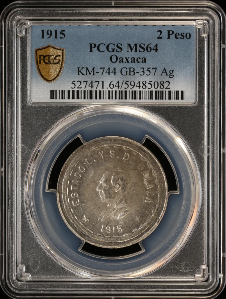 Oaxaca 2 Peso 1915 Oaxaca KM-744 PCGS MS64 0164858