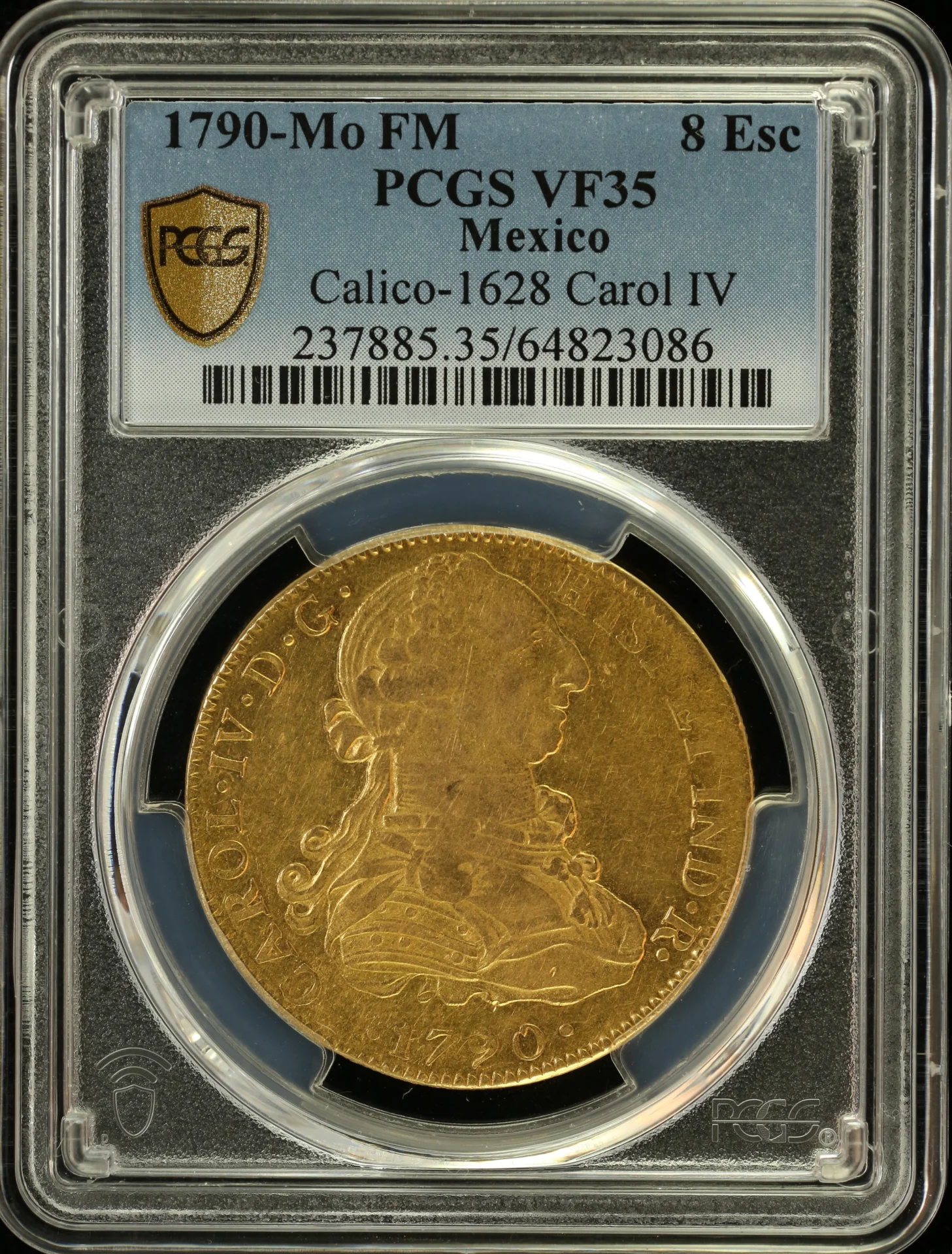 Colonial Gold Mexican Coins Colonial Gold 8 Escudos 1790 Mo FM Calico-1628 PCGS VF35 0164899 Colonial Gold 8 Escudos 1790 Mo FM Calico-1628 PCGS VF35 0164899