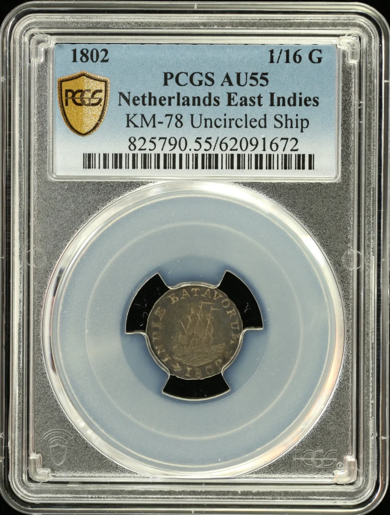 Netherlands East Indies 1/16 Gulden 1802 KM-78 PCGS AU55 0164332