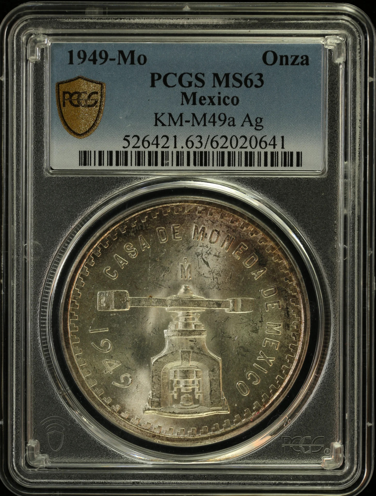 Mexican Coins Modern Silver & Minors Onza Modern Silver & Minors Onza 1949 Mo KM-M49a PCGS MS63 0164910 Modern Silver & Minors Onza 1949 Mo KM-M49a PCGS MS63 0164910