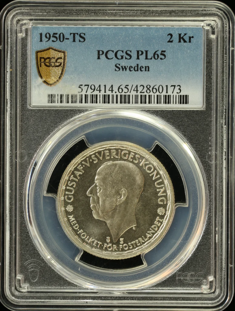 Sweden 2 Kroner 1950 TS PCGS PL65 0164565