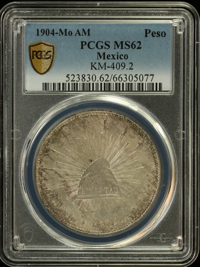 Republic Silver & Minors Peso 1904 Mo AM KM-409.2 PCGS MS62 0164351