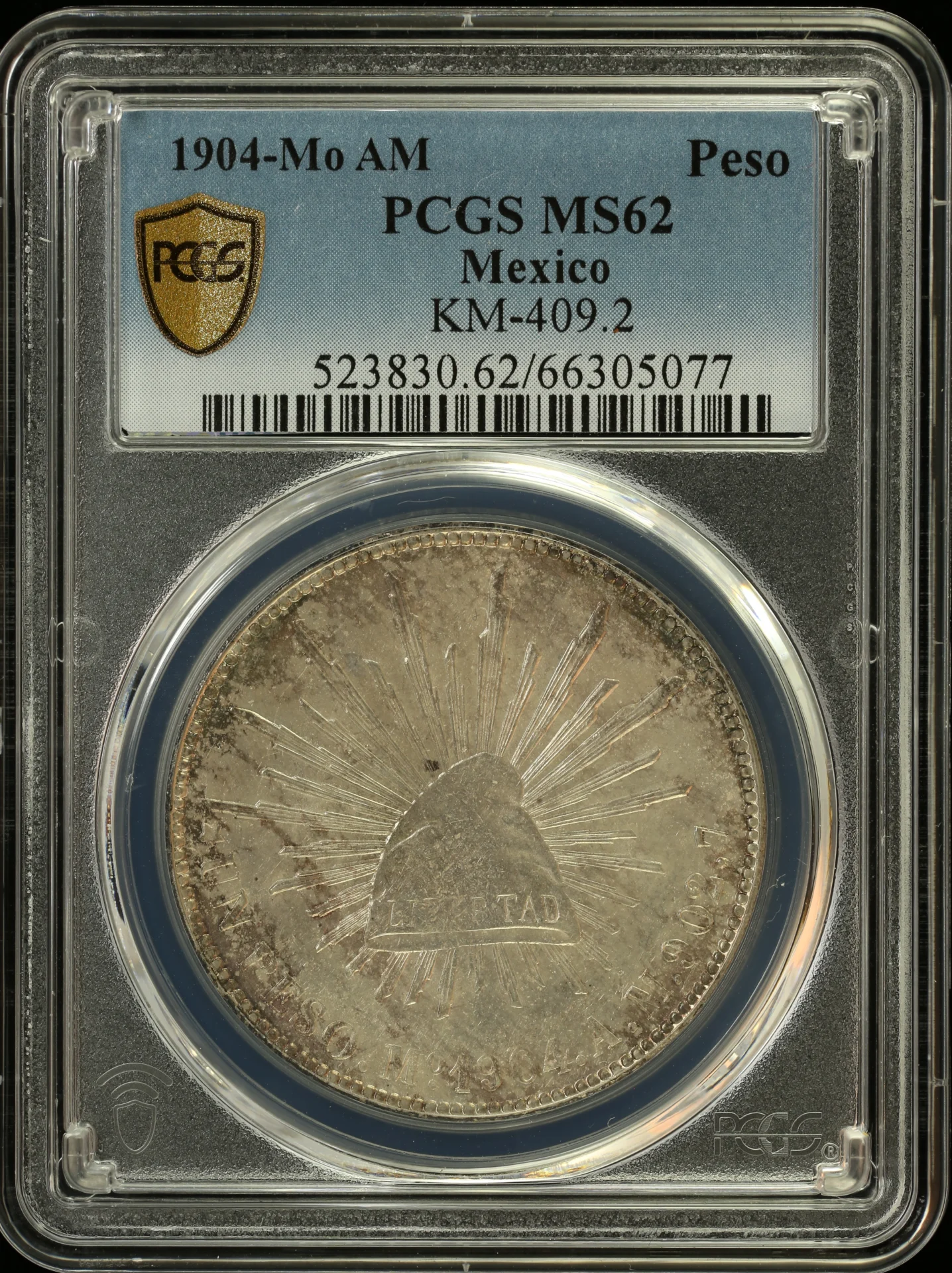 Mexican Coins Republic Silver & Minors Republic Silver & Minors Peso 1904 Mo AM KM-409.2 PCGS MS62 0164351 Republic Silver & Minors Peso 1904 Mo AM KM-409.2 PCGS MS62 0164351Republic Silver & Minors Peso 1904 Mo AM KM-409.2 PCGS MS62 0164351