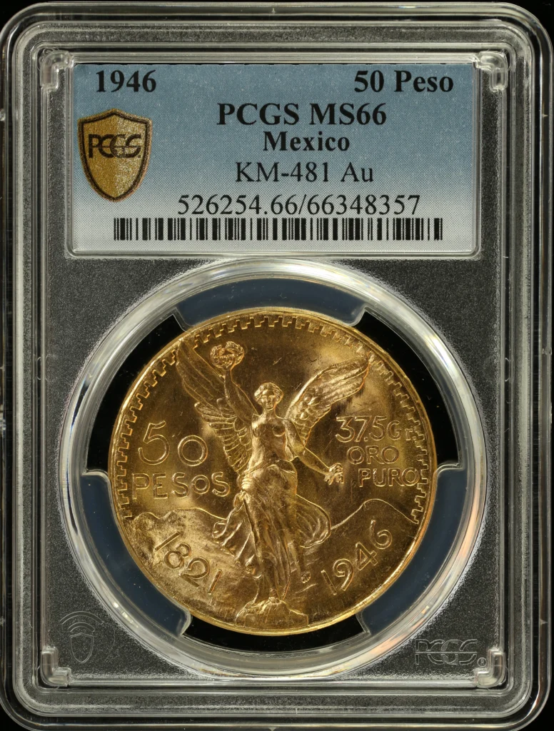 Mexican Coins Modern Gold Modern Gold 50 Peso 1946 KM-481 PCGS MS66 0164335 Modern Gold 50 Peso 1946 KM-481 PCGS MS66 0164335