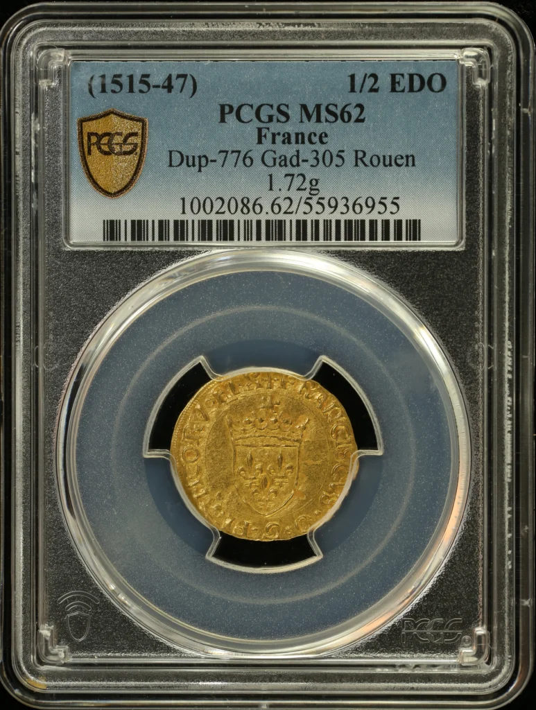 France 1/2 Ecu d or (1515-47) Rouen Gad-305 PCGS MS62 0164818