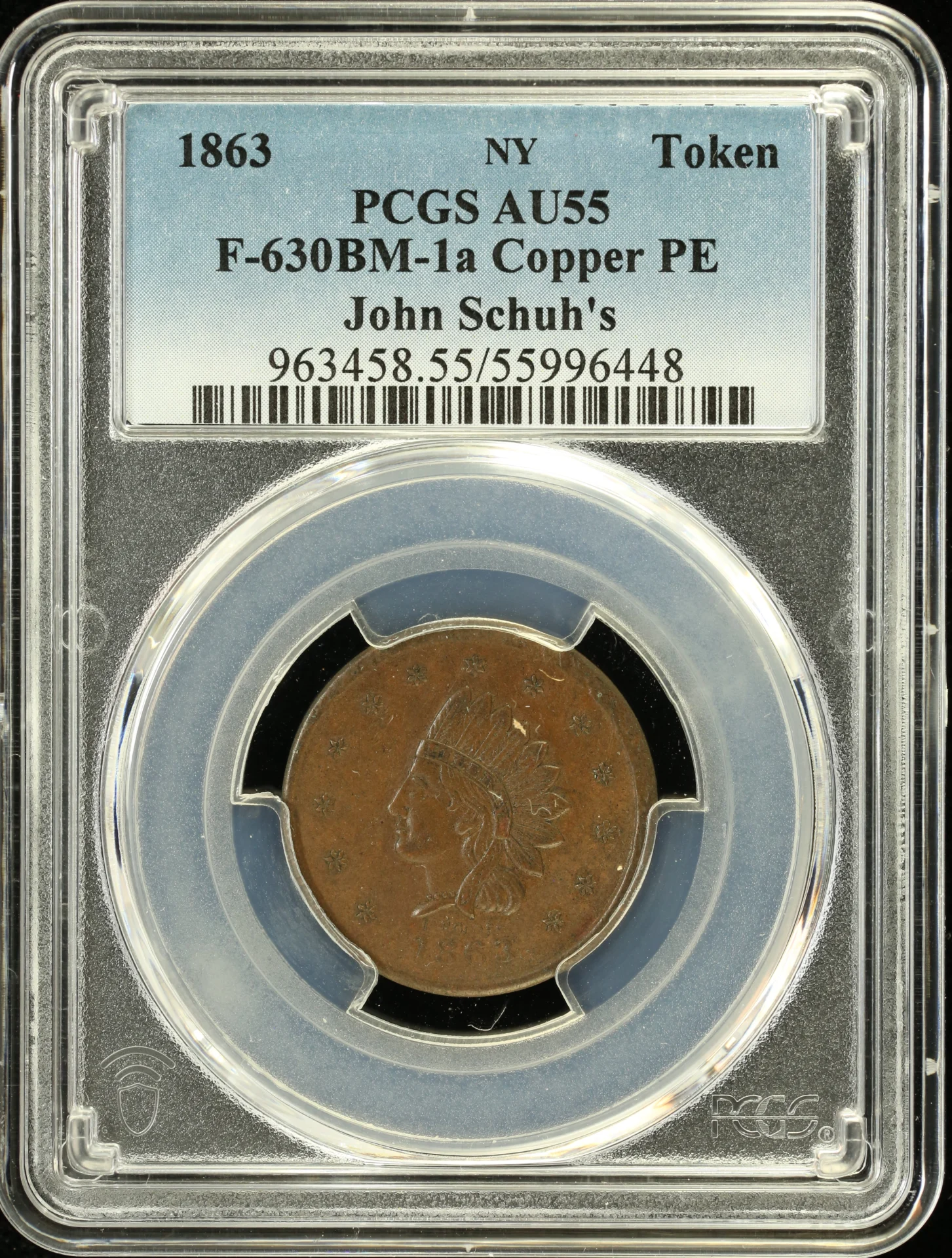 North America United States World Coins United States Token 1863 F-630BM-1a PCGS AU55 0164862 United States Token 1863 F-630BM-1a PCGS AU55 0164862