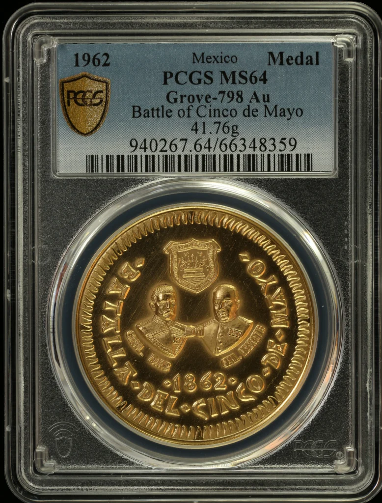 Medals & Tokens Mexican Coins Modern Gold Medals & Tokens Modern Gold Battle of Cinco de Mayo Gold Medal 1962 Grove-798 PCGS MS64 0164336 Medals & Tokens Modern Gold Battle of Cinco de Mayo Gold Medal 1962 Grove-798 PCGS MS64 0164336