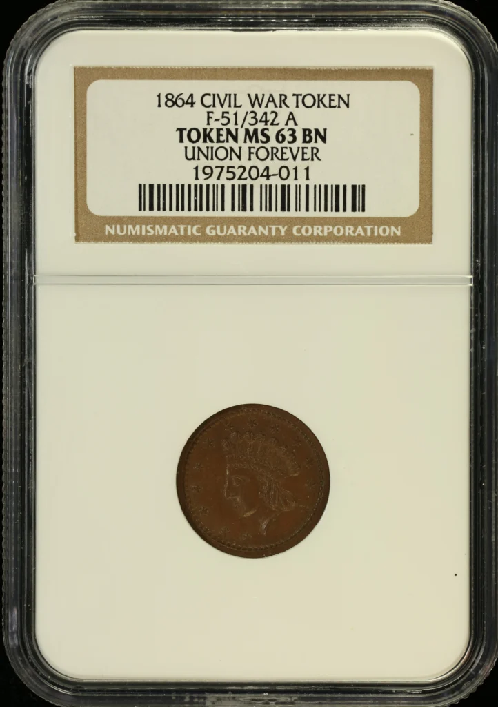 United States Civil War Token 1864 F-51/342A NGC MS63BN 0164866