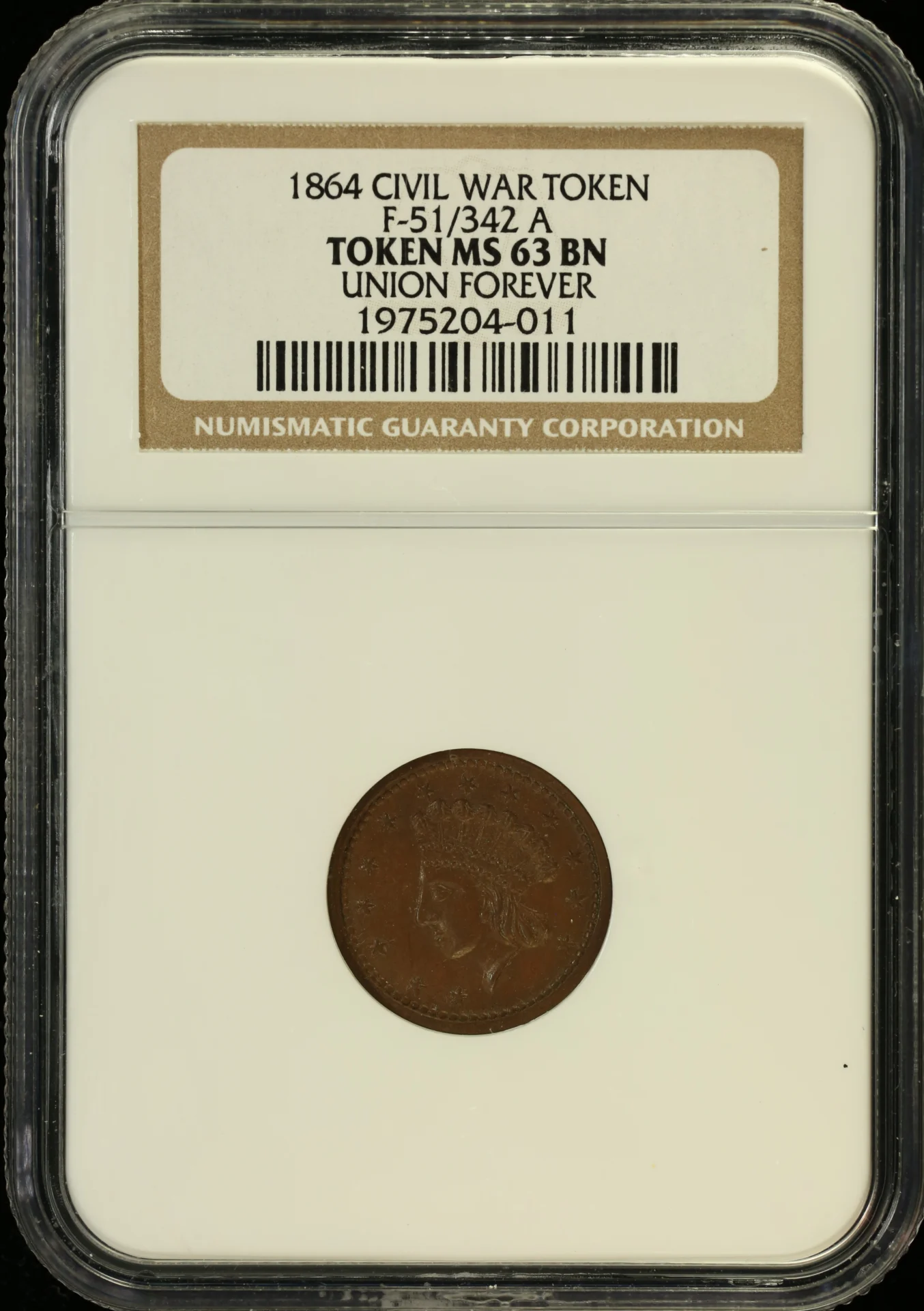North America United States World Coins United States Civil War Token 1864 F-51/342A NGC MS63BN 0164866 United States Civil War Token 1864 F-51/342A NGC MS63BN 0164866