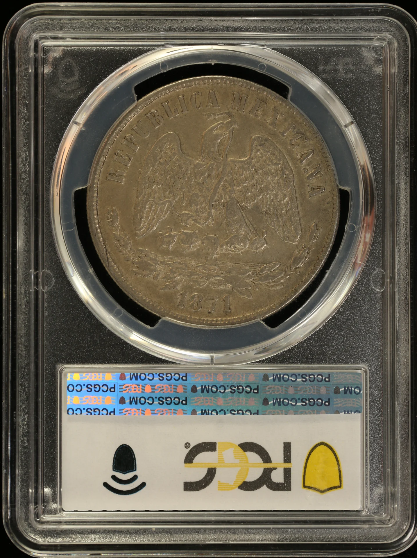 Mexican Coins Republic Silver & Minors Republic Silver & Minors Peso 1871 Pi O KM-408.7 PCGS AU53 0164810 Republic Silver & Minors Peso 1871 Pi O KM-408.7 PCGS AU53 0164810Republic Silver & Minors Peso 1871 Pi O KM-408.7 PCGS AU53 0164810 - Image 2