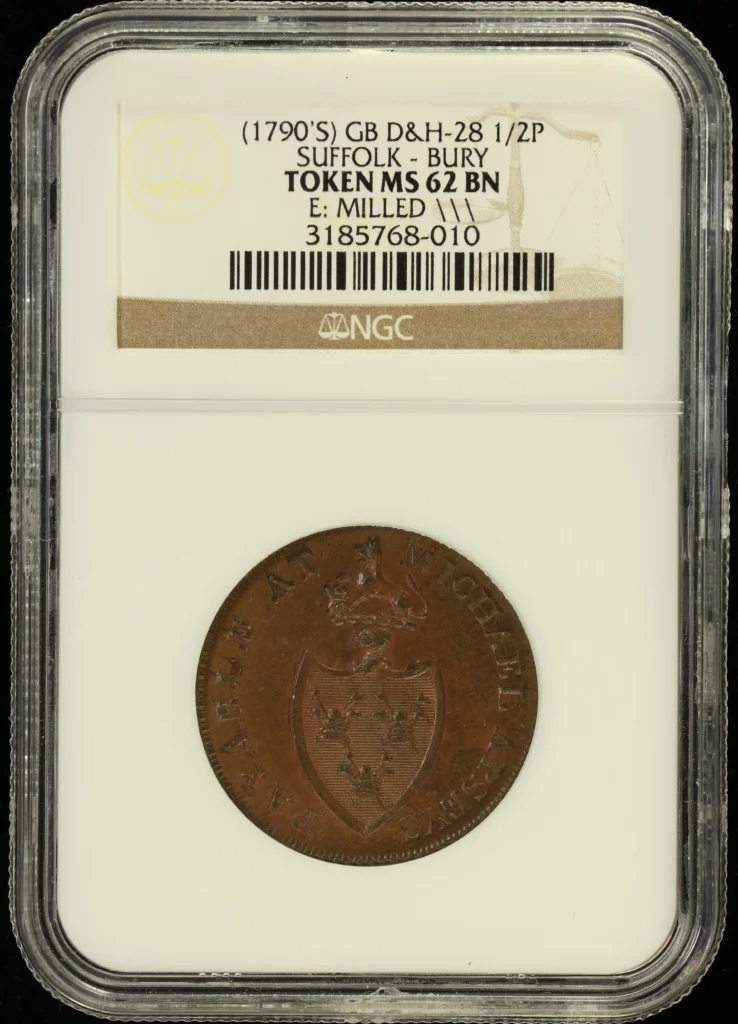 UK (Great Britain) 1/2 P Token (1790) Suffolk NGC MS62BN 0164871