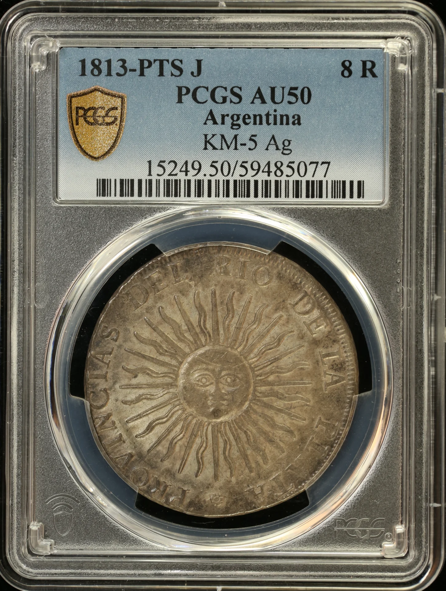 Argentina 8 Reales 1813 Pts J KM-5 PCGS AU50 0164815