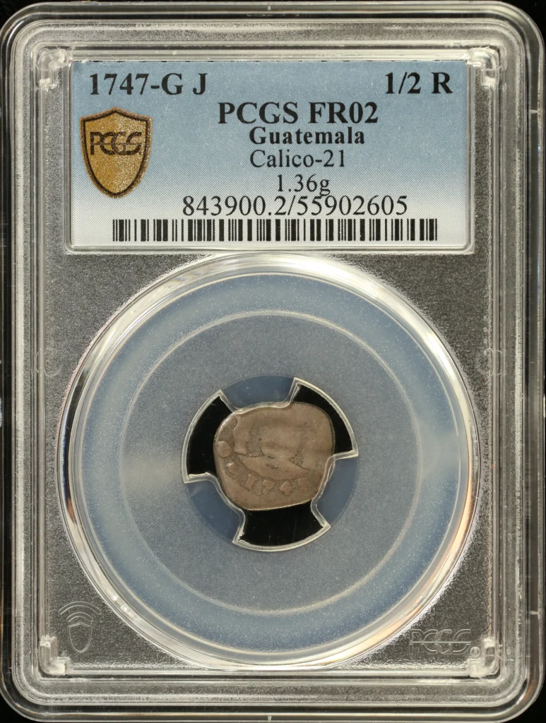 Guatemala Latin American Coins Guatemala 1/2 Real 1747 G J Calico-21 PCGS FR02 0164816 Guatemala 1/2 Real 1747 G J Calico-21 PCGS FR02 0164816