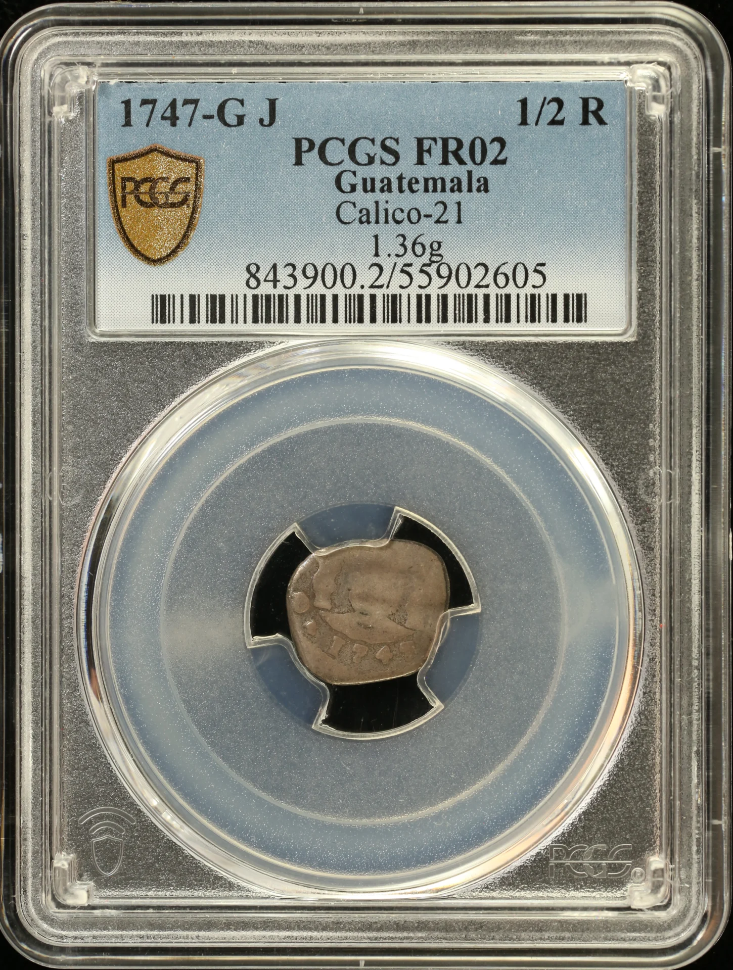 Guatemala Latin American Coins Guatemala 1/2 Real 1747 G J Calico-21 PCGS FR02 0164816 Guatemala 1/2 Real 1747 G J Calico-21 PCGS FR02 0164816