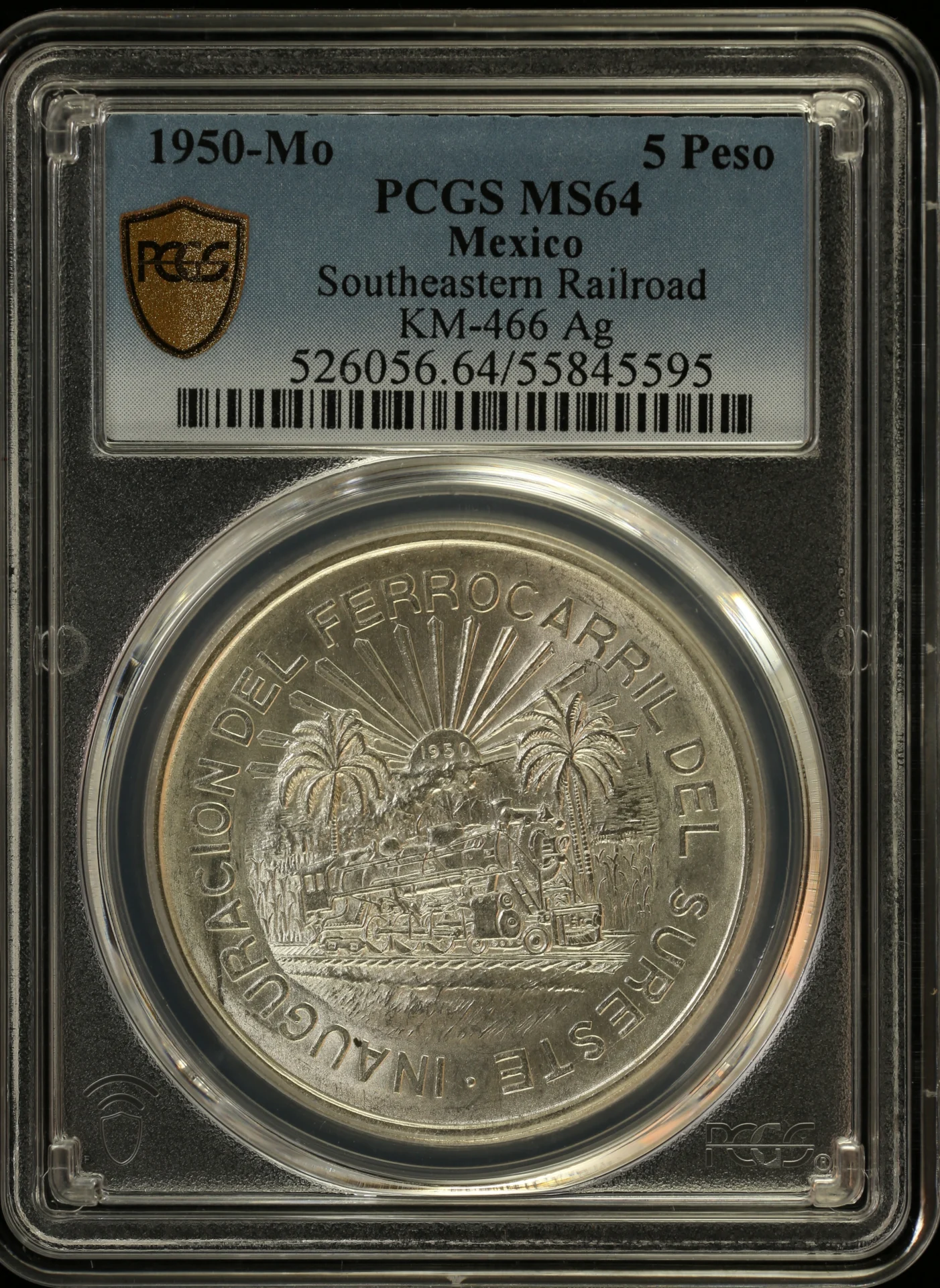 5 Peso Mexican Coins Modern Silver & Minors Modern Silver & Minors 5 Peso 1950 Mo KM-466 PCGS MS64 0164849 Modern Silver & Minors 5 Peso 1950 Mo KM-466 PCGS MS64 0164849