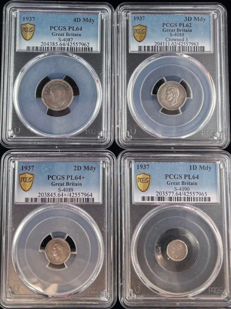 UK (Great Britain) 4 Piece Maundy Set 1937 PCGS PL62-64+ 0164845