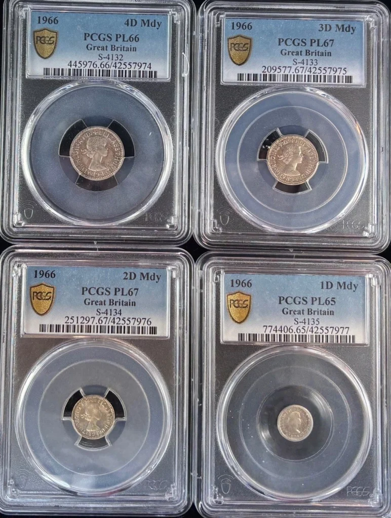 UK (Great Britain) 4 Piece Maundy Set 1966 PCGS PL65-67 0164846