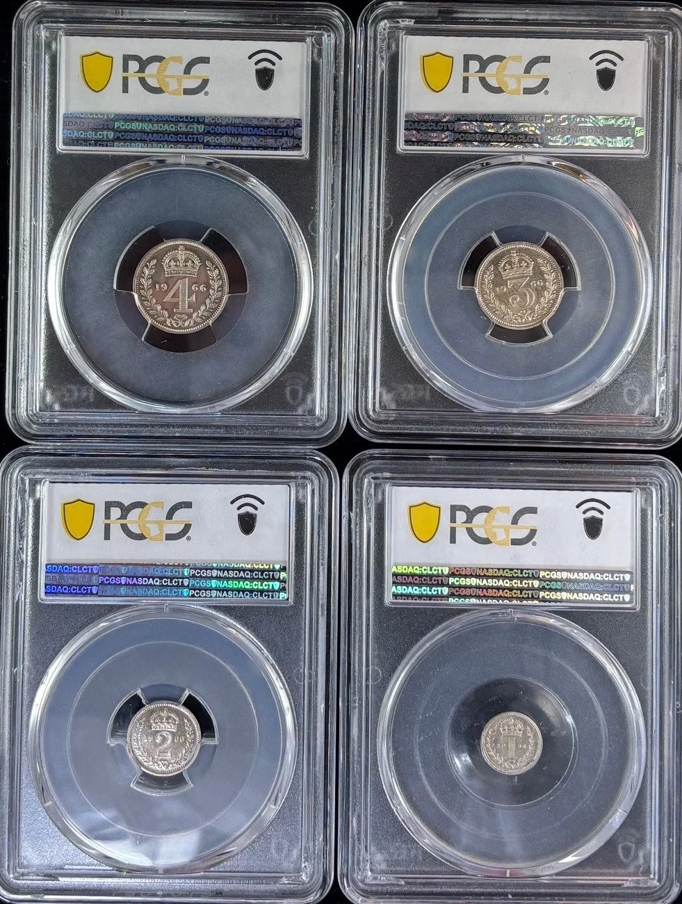 Europe UK (Great Britain) World Coins UK (Great Britain) 4 Piece Maundy Set 1966 PCGS PL65-67 0164846 UK (Great Britain) 4 Piece Maundy Set 1966 PCGS PL65-67 0164846UK (Great Britain) 4 Piece Maundy Set 1966 PCGS PL65-67 0164846 - Image 2